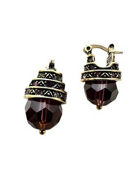 Heidi Daus Earrings Purple Crystal Bronze Pierced